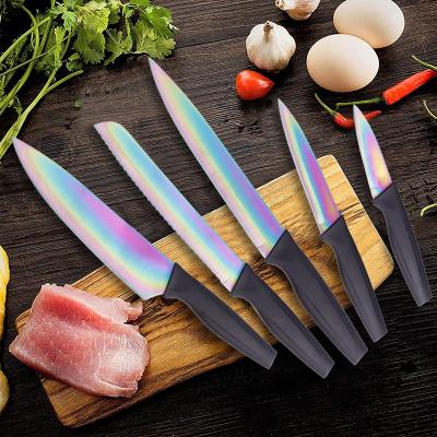 China Customized Viable High Quality Color Stainless Steel Chinese Kitchen Knife Set With Non Stick Coating for sale