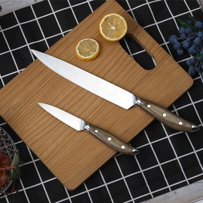 China Sustainable High Quality Kitchen Accessories 2pcs Stainless Steel Kitchen Knife Set With Wooden Handle for sale