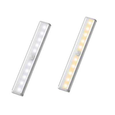 China Wholesale 10Leds Minimalist Motion Sensor Light For Cabinet Stick Under Cabinet Battery Operated Magnetic Indoor Led Counter Light for sale