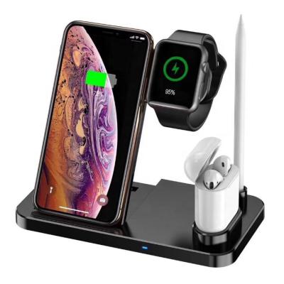 China New 4 in1 Charger Hot Selling QI W30 Multifunctional Wireless IWatch Fast Charger For iWatch Mobile Phone Airpods for sale