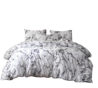 China Breathable Marbling brushed fabric polyester  three piece set duvet quilt comforter cover twin Queen King cover pillowcases 3pcs bed set for sale