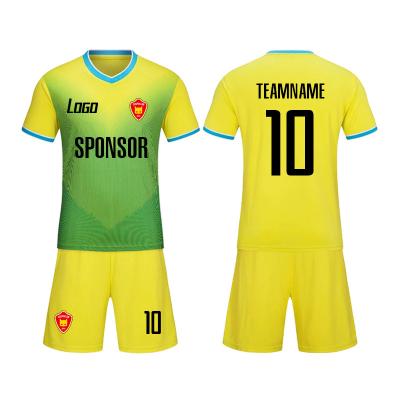 China Soccer Jersey Football Uniforms De Futbol Soccer Jersey Sets Personal Custom Made Yellow And Green Color On Sale for sale