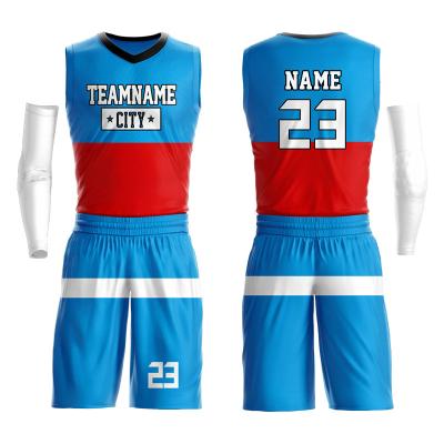 China Low MOQ Breathable Cheap Digital Sublimation Printing Custom Boys Basketball Jersey Sets for sale