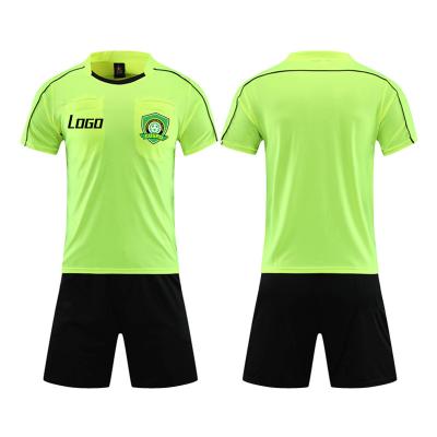 China Custom Quick Dry Green Referee Personal Soccer Uniforms Football Sets Referee Kit Soccer Referee Clothing for sale