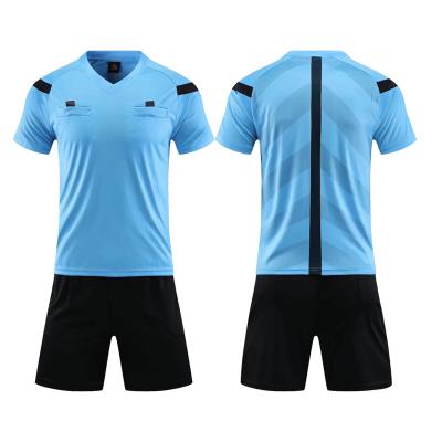 China Factory Design Your Blue Soccer Referees Clothing Uniform Set Team Football Referees Kit Blank for sale