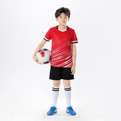 China Wholesale Team Jersey Custom Football Kits Breathable Red Football School Sets Youth Uniform Kids for sale