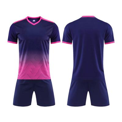 China Latest Design Custom Dark Blue Breathable High Quality Football Jersey Sets Cheap Soccer Uniforms For Teams for sale