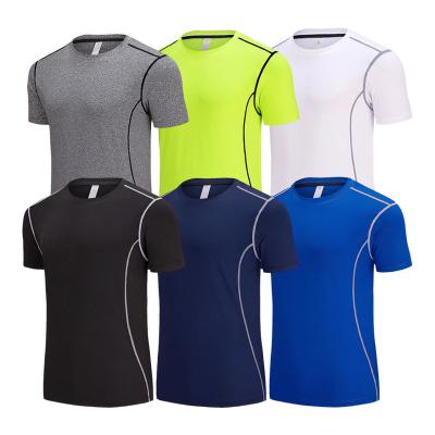 China Gray Color Fitness Clothing Sport T-shirt High Quality Quick Dry Breathable Fitness Men's Short Sleeve Gym Wear for sale