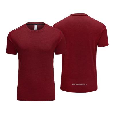 China Wholesale Men's Fitness Breathable Burgundy White Color T-shirt Men's Gym Run Unisex Wear for sale