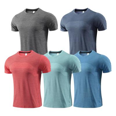 China Wholesale Best Breathable Gray Color Blank Gym T-shirt Men Fitness Training Shirts Tops Men's Run T-shirts for sale