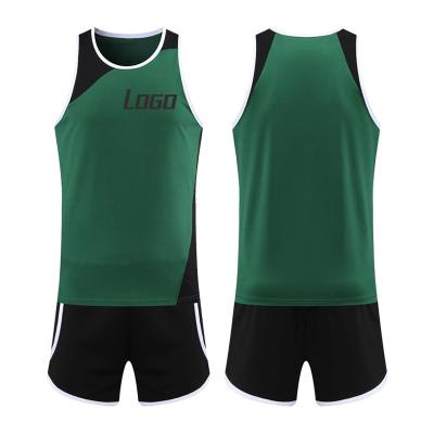 China Quick-drying Wholesale Marathon Jersey Green Sleeveless Athletics Uniforms for sale