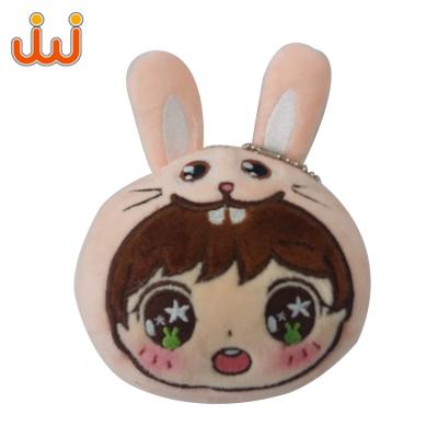 China Promotional Gifts Rabbit Fur Cute Leather Animal Plush Toy Keychain for sale