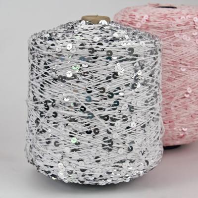 China Anti-bacteria hot sale fancy yarn for hand knitting 5ply 100% cotton 3MM+6MM sequin yarn for sale