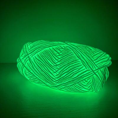 China Low MOQ High Tenacity Yarn Functional Glow In The Dark For Hand Knitting And Crocheting 100% Polyester Glow Yarn 2mm for sale