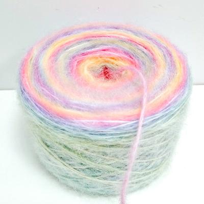 China Anti-pilling Customize Hot Sale In Europe Cake Yarn Gap Dyed Crochet Hook Hand Knitting Gradient Color Wool Blend Yarn for sale