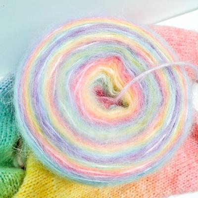 China Anti-pilling Beautiful Wholesale Rainbow Color Space Dyed Wool Blend Yarn Cake Crochet Yarn For Hand Knitting Winter Sweater Scarf for sale