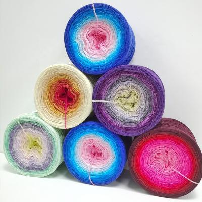 China Anti-pilling MOQ 1200m Low Crochet DIY Colorful Rainbow Cake Fancy Knitting Cotton Yarn for sale