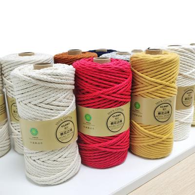 China Factory Wholesale High Quality Natural 100% Recycled Cotton Macrame Rope 5mm 4mm 3mm For DIY Handmade Wall Hanging for sale