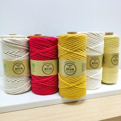 China Factory Recycled Customized Multicolor Combed Cotton Rope 5mm 4mm 3mm Macrame Rope for sale