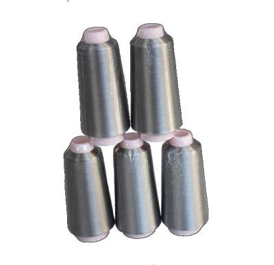 China High Tenacity Stainless Steel Signal Transmission Heat Resistant Sewing Fiber Chat 70D 100D Silver Metallic Conducting Electrically Thread for sale