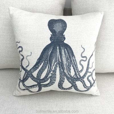 China Decorative Massage Printed Octopus Tile Canvas Square Case Cushion Cover For Sofa for sale