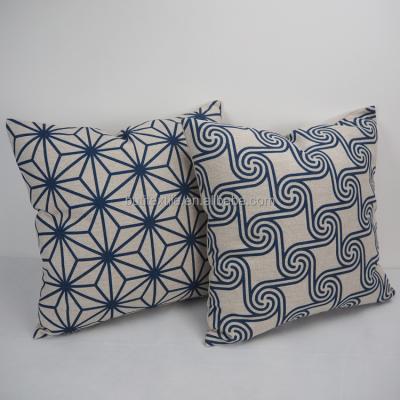 China Simple Eco - Friendly Cotton Throw Cushion Linen / Home Decor Pillos Cover New Design Geometric Printing Cushion for sale