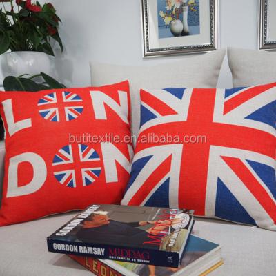 China Home Decorative Massage Sofa Throw Cushion Covers English Flag Printed Single Pillow Case for sale