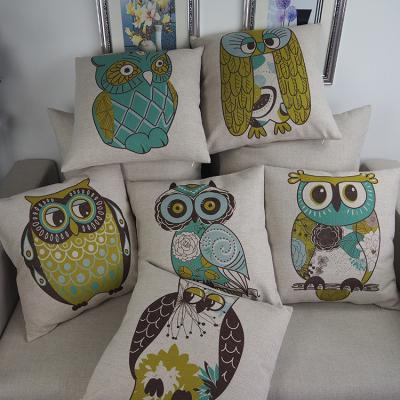 China Custom Digital Owl Printed Cushion Personalized Plain Throw Plain Pattern Pillow Case Eco-Friendly for sale