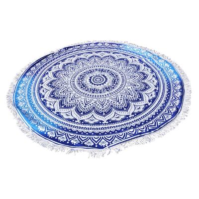 China Sustainable Buti Circular Custom OEM Printed Mandala Microfiber Fringe Hawaii Round Beach Towel With Tassel for sale