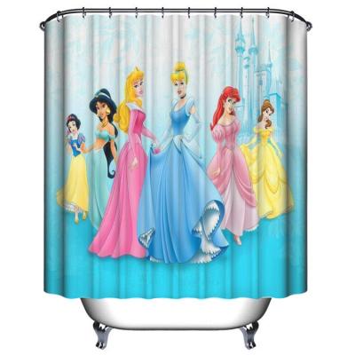 China Sustainable Manufacturing Cartoon Girls Printed PEVA Bathroom Shower Curtain for sale