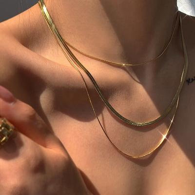 China MICCI Wholesale Custom FASHIONABLE 18k Gold Plated Stainless Steel 1mm Snake Chain Thin Chain Necklace For Women for sale