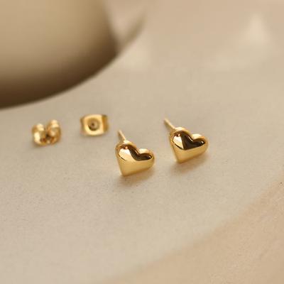 China Fashion MICCI Minimalism Jewelry Women 18K Gold Plated Stainless Steel Small Mini Heart Shape Stud Earrings For Women 2021 Korean for sale