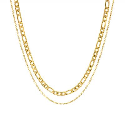 China FASHIONABLE MICCI PVD 18K Gold Plated Multilayer Stainless Steel Necklace Double Layer Chain Necklace for sale