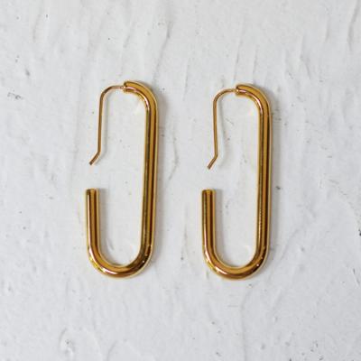 China Fashion Stainless Steel 18K Gold Plated French Minimalist U Shaped Paperclip Earrings Hook Earrings for sale