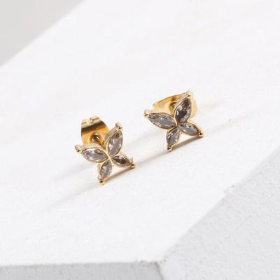 China MICCI Wholesale FASHIONABLE Gold 18K Rose Plated Stainless Steel Jewelry Crystal Zircon Butterfly Stud Earrings for Women for sale