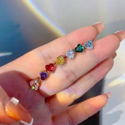 China FASHIONABLE MICCI Custom PVD 18K Gold Plated Stainless Steel Jewelry Small Mini Colorful AAA Cubic Zircon Stone Stud Earrings for sale