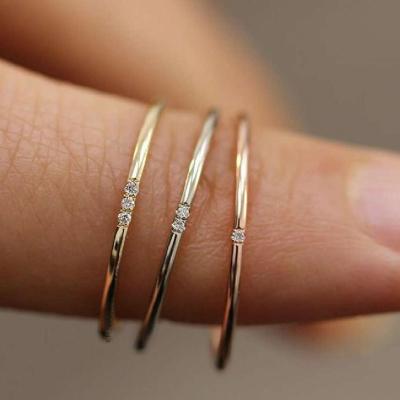 China TRENDY Minimalist Jewelry 1mm Thin Ring 18K Gold Plated Stainless Steel Ring For Women for sale