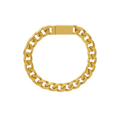 China FASHIONABLE Trendy 18k Gold Plated Cuban Link Chain Bracelet Jewelry Stainless Steel Bangle for sale