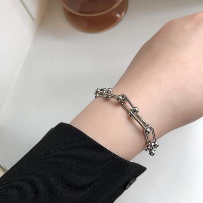 China FASHIONABLE Women's U Link Chain Stainless Steel 6mm Geometric Shape Chunky Chain Bracelet for sale