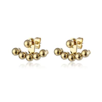 China MICCI Wholesale Custom Non Tarnish FASHIONABLE Free Waterproof Jewelry 14K Gold Plated Small Stainless Steel Beading Earrings for sale