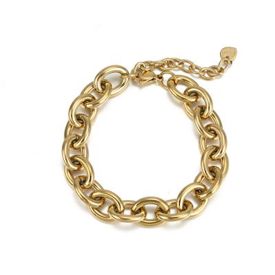 China MICCI Wholesale Custom TRENDY 14K Gold Plated Stainless Steel Jewelry Fashion Chunky Oval O Link Chain Bracelet for sale