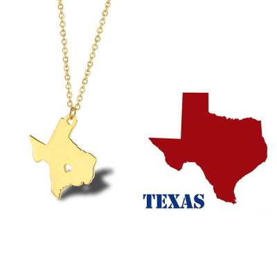 China FASHIONABLE Custom Quality Stainless Steel 18K Gold Plated Jewelry Texas Map Pendant Necklace for sale