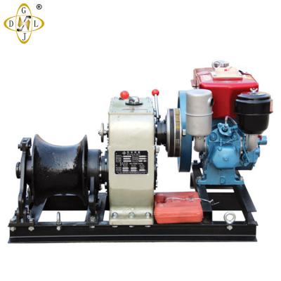 China 12000 AUTO 12v Gasoline Engine Powered Hydraulic Winch For Electric Construction for sale