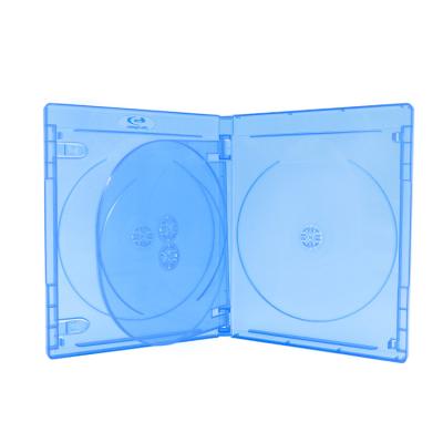 China Carry Storage Case Double Blu-Ray Slim Case 14MM 2Discs 4 Discs CD DVD Ray Case Blue for sale