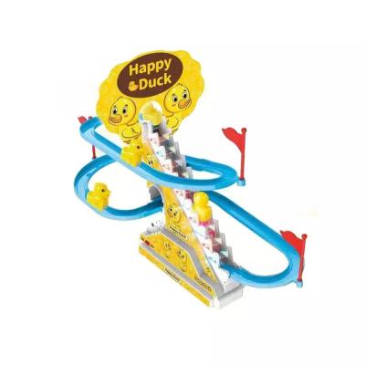 China Xinmei Plays Track 2022 Factory Wholesale Duck Set Stair Happy Duck Toy Music Climbing Stairs Track Small Duck Toy For Kids 22.5*16.5*11.5CM for sale