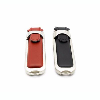 China USB Leather Portable Flash Drive 16GB 32GB Customize Logo USB Leather Flash Drive for sale