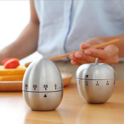 China Sustainable 60 Minutes Stainless Steel Egg Shape Kitchen Timer Cooking Clock Alarm for sale