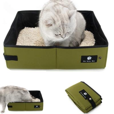 China Waterproof Collapsible Pet Sandbox Portable Folding Stored Tray Toilet Travel Cat Litter Box for sale