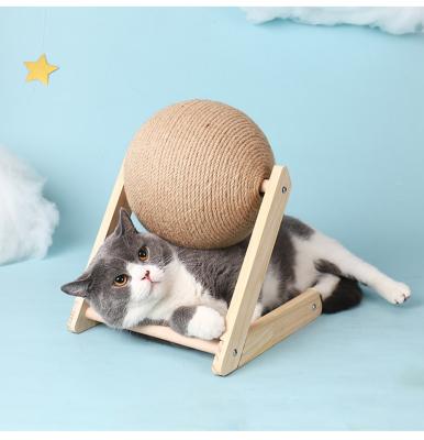 China Viable Grinding Paws Kitten Sisal Rope Ball Board Cats Scratching Ball Toy for sale