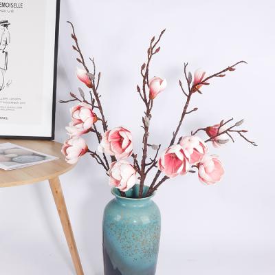 China Silk Orchid Home/Office/Party/Wedding Decoration 4-Head Lirio De Magnolia Lily Magnolia Flower Faux Magnolia Flowers Artificial Home for sale